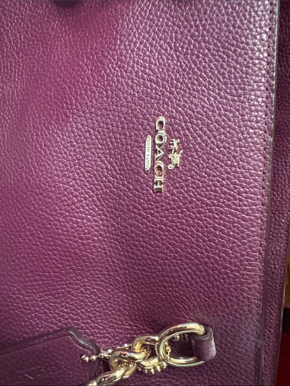 Coach Pebbled Leather Shoulder Tote in Plum Wine - Picture 5 of 7